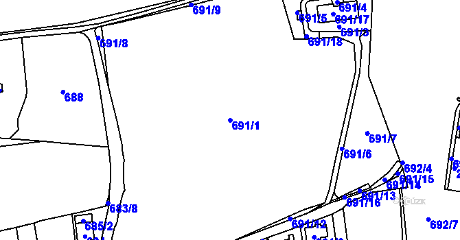 Parcela st. 691/1 v KÚ Zbraslav, Katastrální mapa