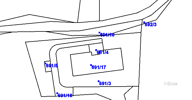 Parcela st. 691/4 v KÚ Zbraslav, Katastrální mapa