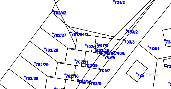 Parcela st. 702/12 v KÚ Zbraslav, Katastrální mapa
