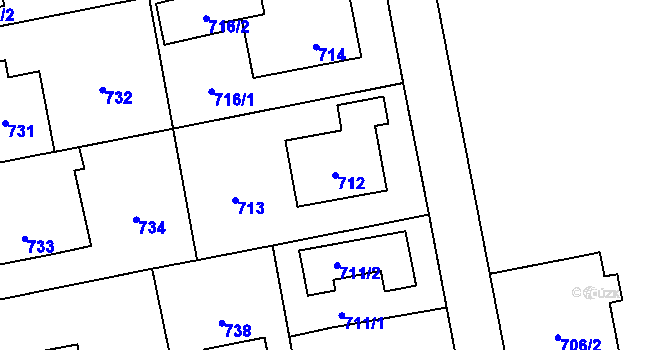 Parcela st. 712 v KÚ Zbraslav, Katastrální mapa