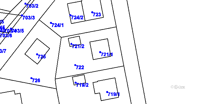 Parcela st. 721/1 v KÚ Zbraslav, Katastrální mapa