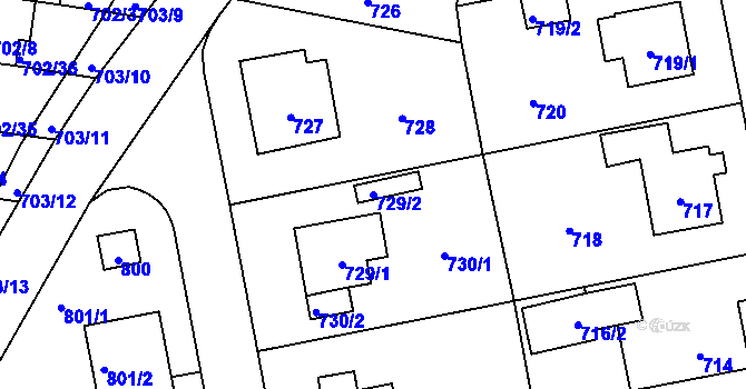 Parcela st. 729/2 v KÚ Zbraslav, Katastrální mapa