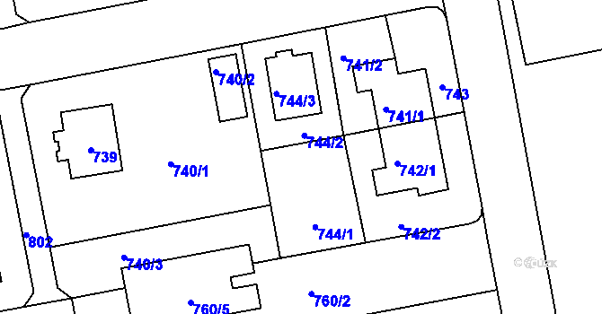 Parcela st. 744 v KÚ Zbraslav, Katastrální mapa