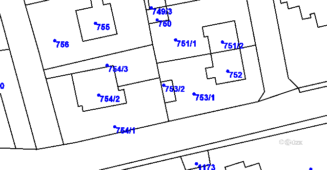 Parcela st. 753/2 v KÚ Zbraslav, Katastrální mapa