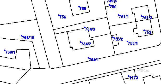 Parcela st. 754/2 v KÚ Zbraslav, Katastrální mapa