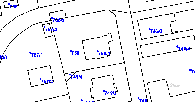 Parcela st. 758/1 v KÚ Zbraslav, Katastrální mapa