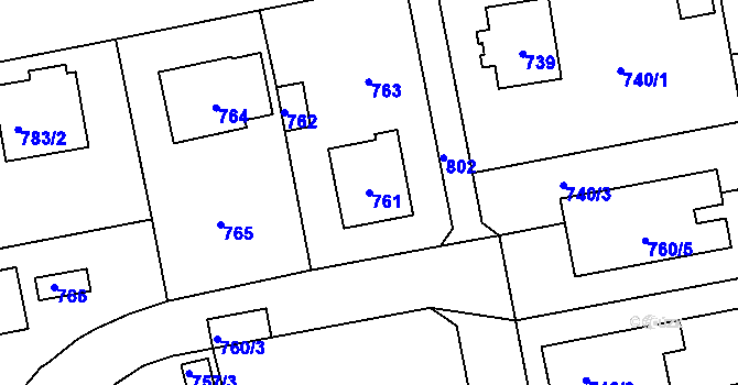 Parcela st. 761 v KÚ Zbraslav, Katastrální mapa