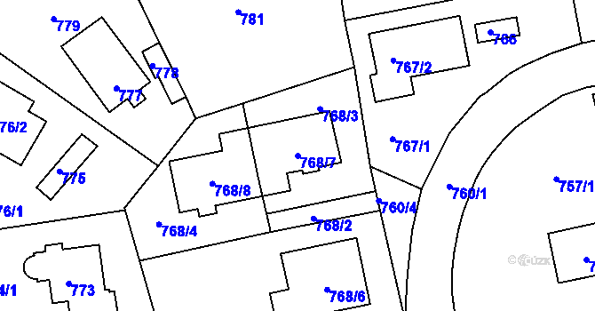 Parcela st. 768/7 v KÚ Zbraslav, Katastrální mapa