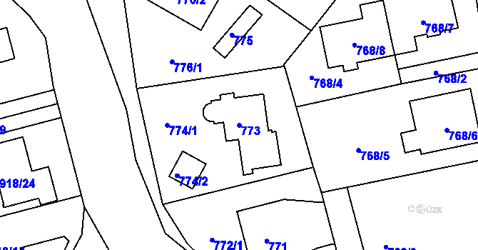 Parcela st. 773 v KÚ Zbraslav, Katastrální mapa