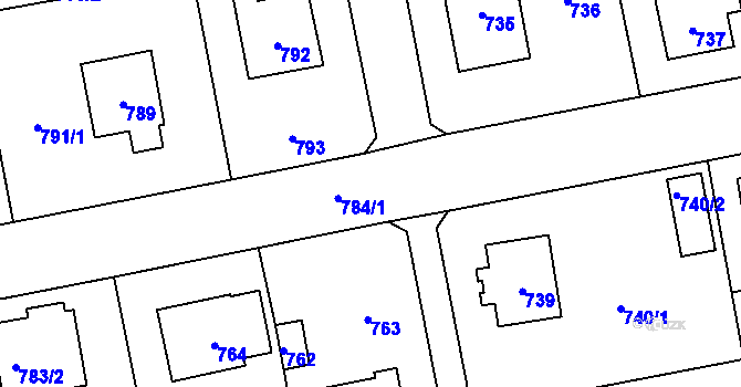 Parcela st. 784 v KÚ Zbraslav, Katastrální mapa