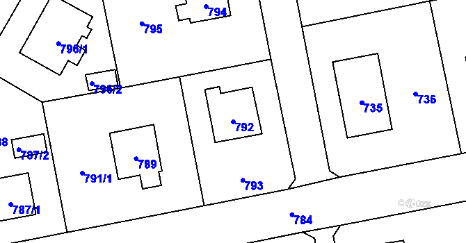 Parcela st. 792 v KÚ Zbraslav, Katastrální mapa