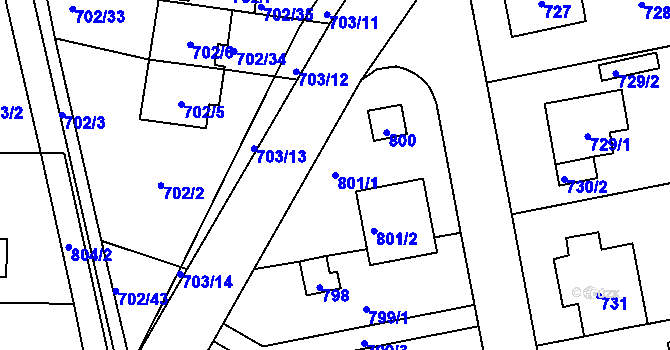 Parcela st. 801/1 v KÚ Zbraslav, Katastrální mapa