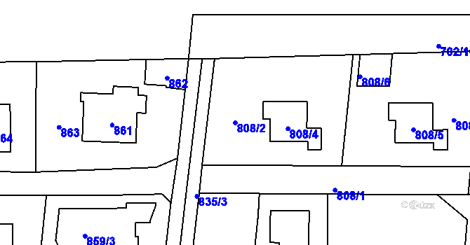 Parcela st. 808/2 v KÚ Zbraslav, Katastrální mapa