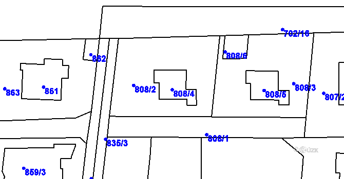 Parcela st. 808/4 v KÚ Zbraslav, Katastrální mapa