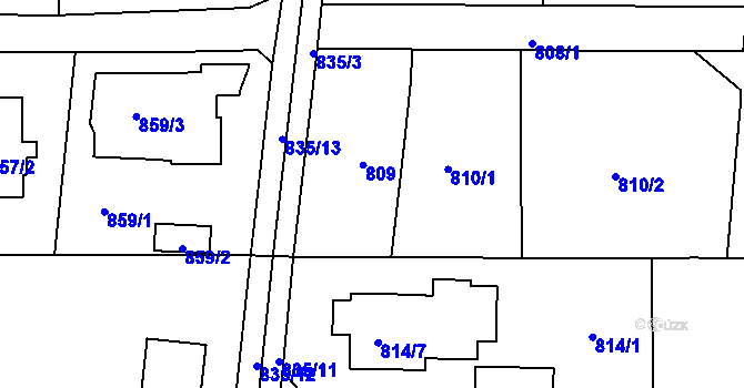 Parcela st. 809 v KÚ Zbraslav, Katastrální mapa