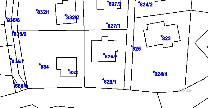 Parcela st. 826/2 v KÚ Zbraslav, Katastrální mapa