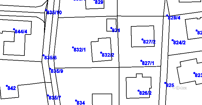 Parcela st. 832/2 v KÚ Zbraslav, Katastrální mapa