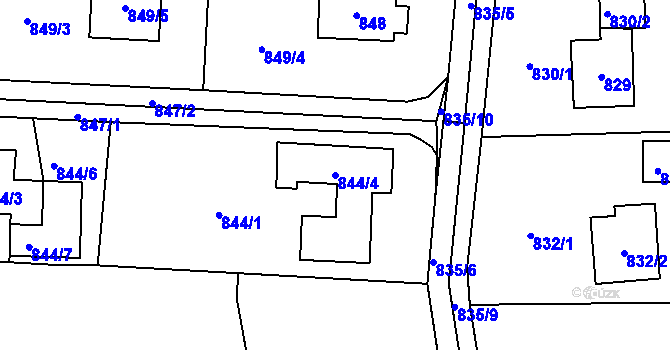 Parcela st. 844/4 v KÚ Zbraslav, Katastrální mapa