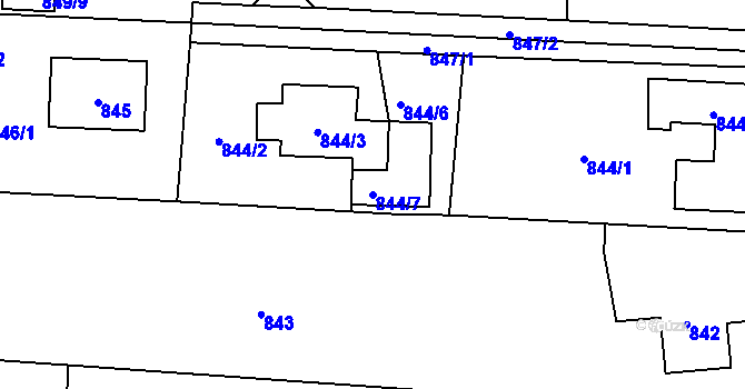 Parcela st. 844/7 v KÚ Zbraslav, Katastrální mapa