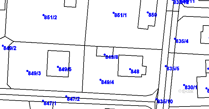 Parcela st. 849/8 v KÚ Zbraslav, Katastrální mapa