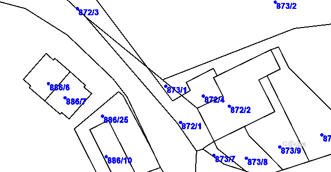 Parcela st. 873/1 v KÚ Zbraslav, Katastrální mapa