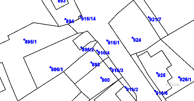 Parcela st. 916/4 v KÚ Zbraslav, Katastrální mapa