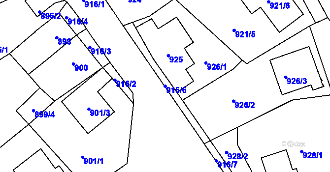 Parcela st. 916/6 v KÚ Zbraslav, Katastrální mapa