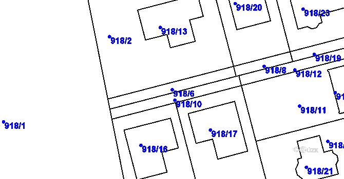 Parcela st. 918/6 v KÚ Zbraslav, Katastrální mapa