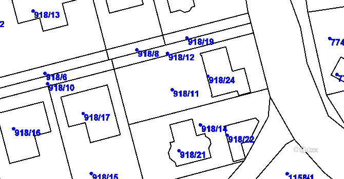 Parcela st. 918/11 v KÚ Zbraslav, Katastrální mapa