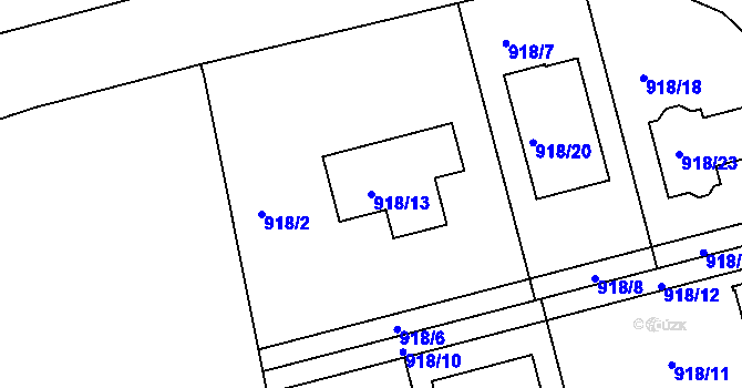 Parcela st. 918/13 v KÚ Zbraslav, Katastrální mapa