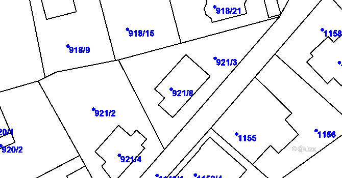 Parcela st. 921/8 v KÚ Zbraslav, Katastrální mapa