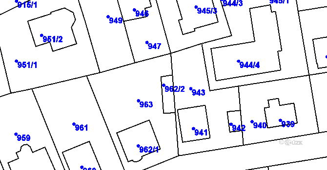 Parcela st. 962/2 v KÚ Zbraslav, Katastrální mapa