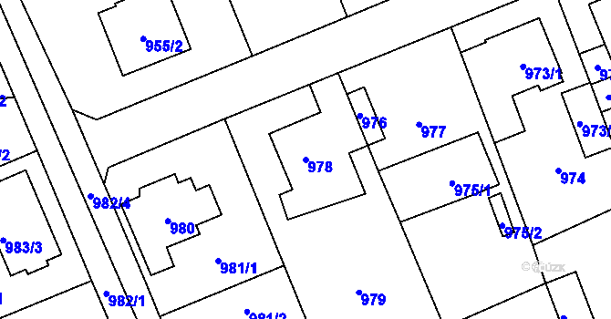 Parcela st. 978 v KÚ Zbraslav, Katastrální mapa