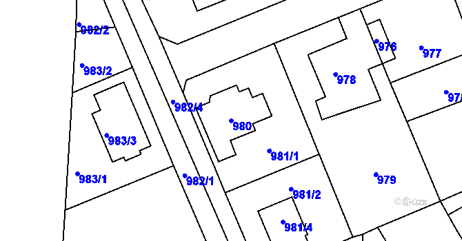 Parcela st. 980 v KÚ Zbraslav, Katastrální mapa
