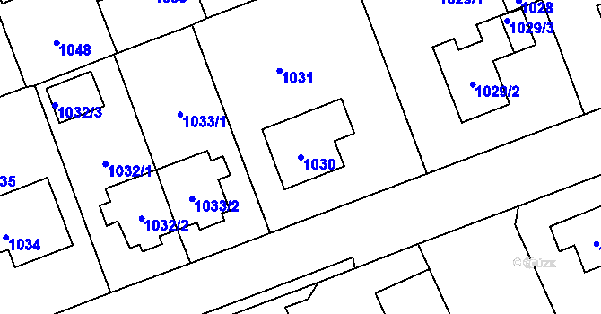 Parcela st. 1030 v KÚ Zbraslav, Katastrální mapa