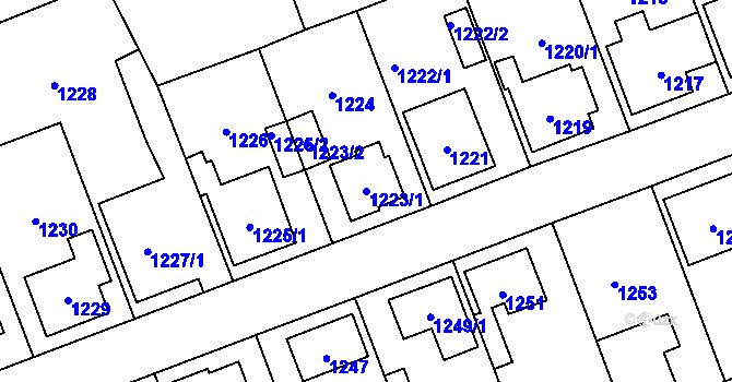 Parcela st. 1223/1 v KÚ Zbraslav, Katastrální mapa