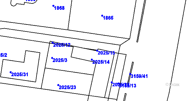 Parcela st. 2025/15 v KÚ Zbraslav, Katastrální mapa