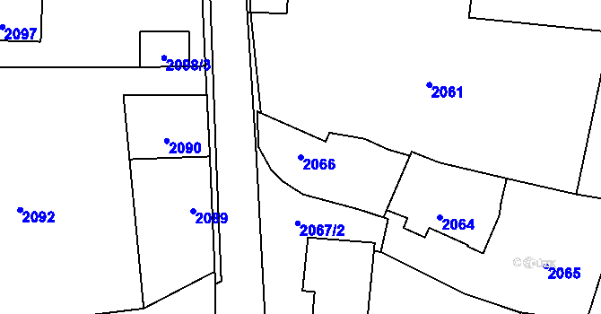 Parcela st. 2066 v KÚ Zbraslav, Katastrální mapa