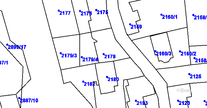 Parcela st. 2178 v KÚ Zbraslav, Katastrální mapa