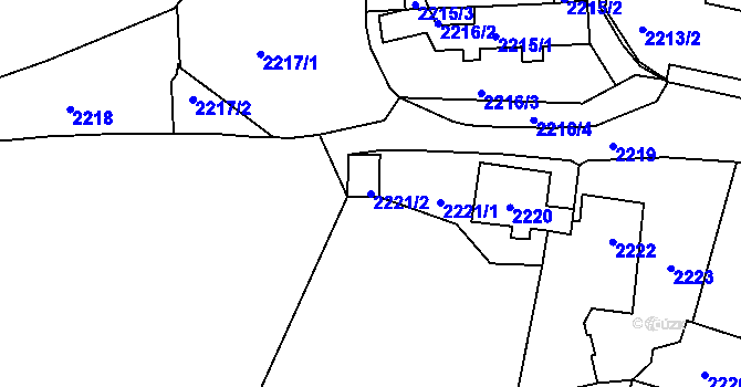 Parcela st. 2221/2 v KÚ Zbraslav, Katastrální mapa