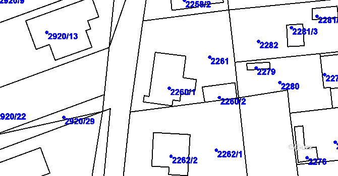 Parcela st. 2260/1 v KÚ Zbraslav, Katastrální mapa
