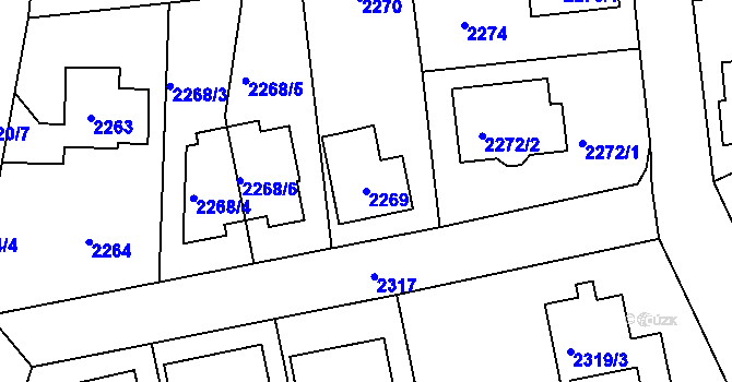 Parcela st. 2269 v KÚ Zbraslav, Katastrální mapa