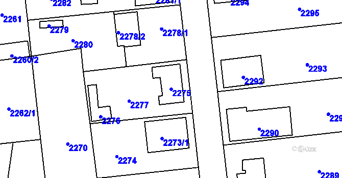 Parcela st. 2275 v KÚ Zbraslav, Katastrální mapa