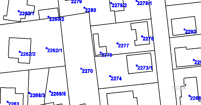 Parcela st. 2276 v KÚ Zbraslav, Katastrální mapa