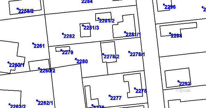 Parcela st. 2278/2 v KÚ Zbraslav, Katastrální mapa