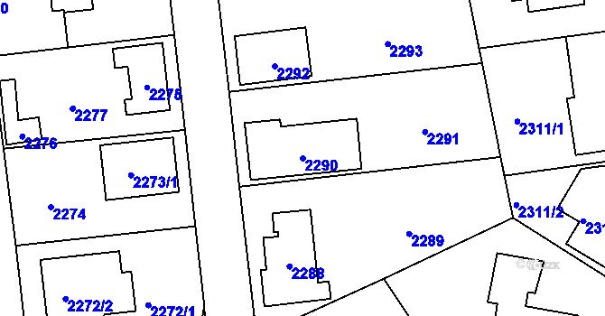 Parcela st. 2290 v KÚ Zbraslav, Katastrální mapa