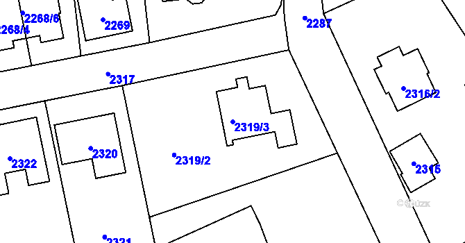 Parcela st. 2319/3 v KÚ Zbraslav, Katastrální mapa