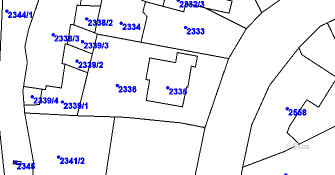 Parcela st. 2335 v KÚ Zbraslav, Katastrální mapa