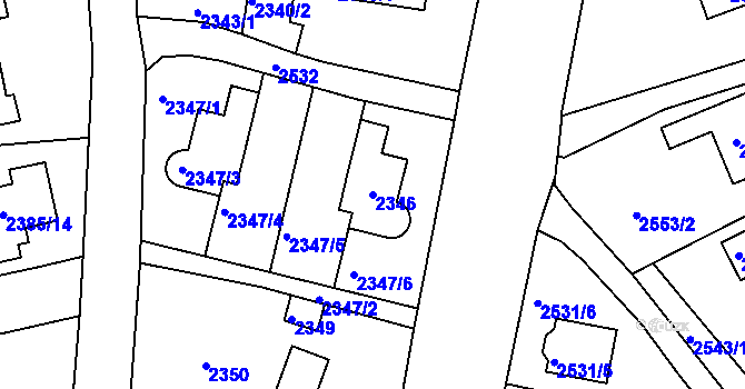Parcela st. 2346 v KÚ Zbraslav, Katastrální mapa