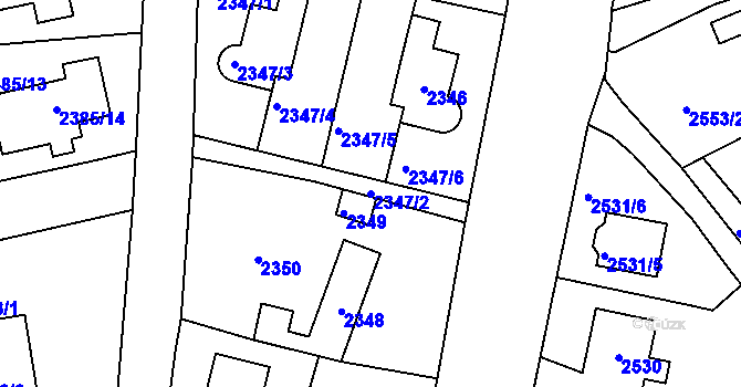 Parcela st. 2347/2 v KÚ Zbraslav, Katastrální mapa